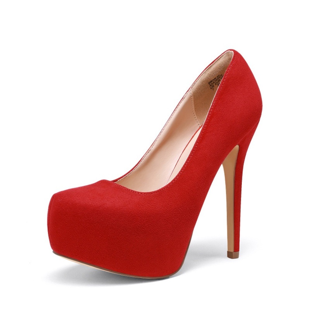 Dream Pairs Swan-30 Red Faux Suede Platform High-Heel Pumps.  Size 10